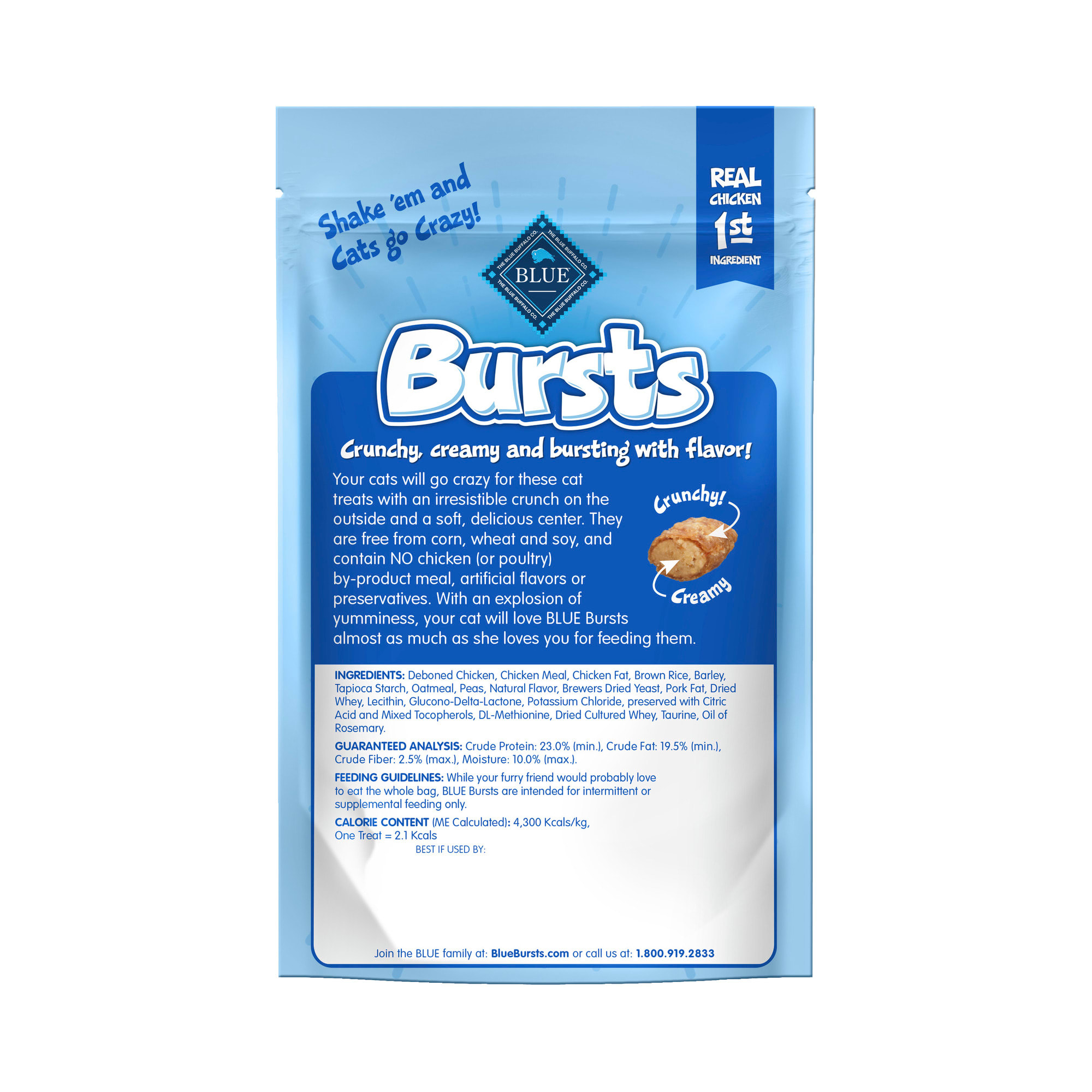 Blue Buffalo Bursts Feline Chicken Flavour Cat Treats， 12 oz.