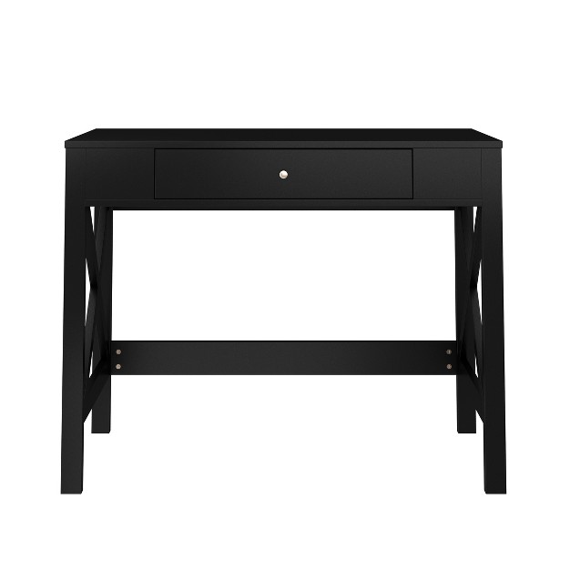 Writing Desk Modern Desk With X pattern Legs And Drawer Storage For Home Office Bedroom Computer Or Craft Table By Lavish Home black