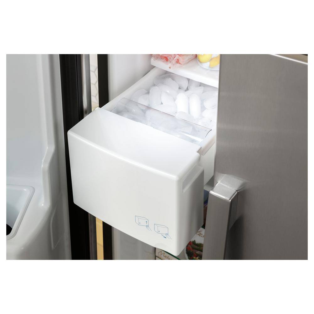 GE 23.0 cu. ft. Side by Side Refrigerator in Fingerprint Resistant Stainless Steel Standard Depth GSS23GYPFS