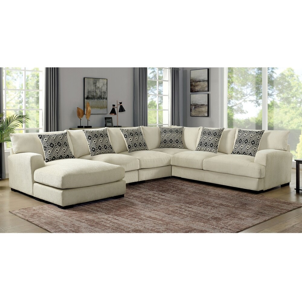 Cleo Modern Chenille Upholstered Modular Sectional by Furniture of America