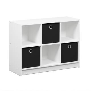 Furinno 23.6 in. WhiteBlack Wood 3-shelf Cube Bookcase with Closed Storage 99940WHBK