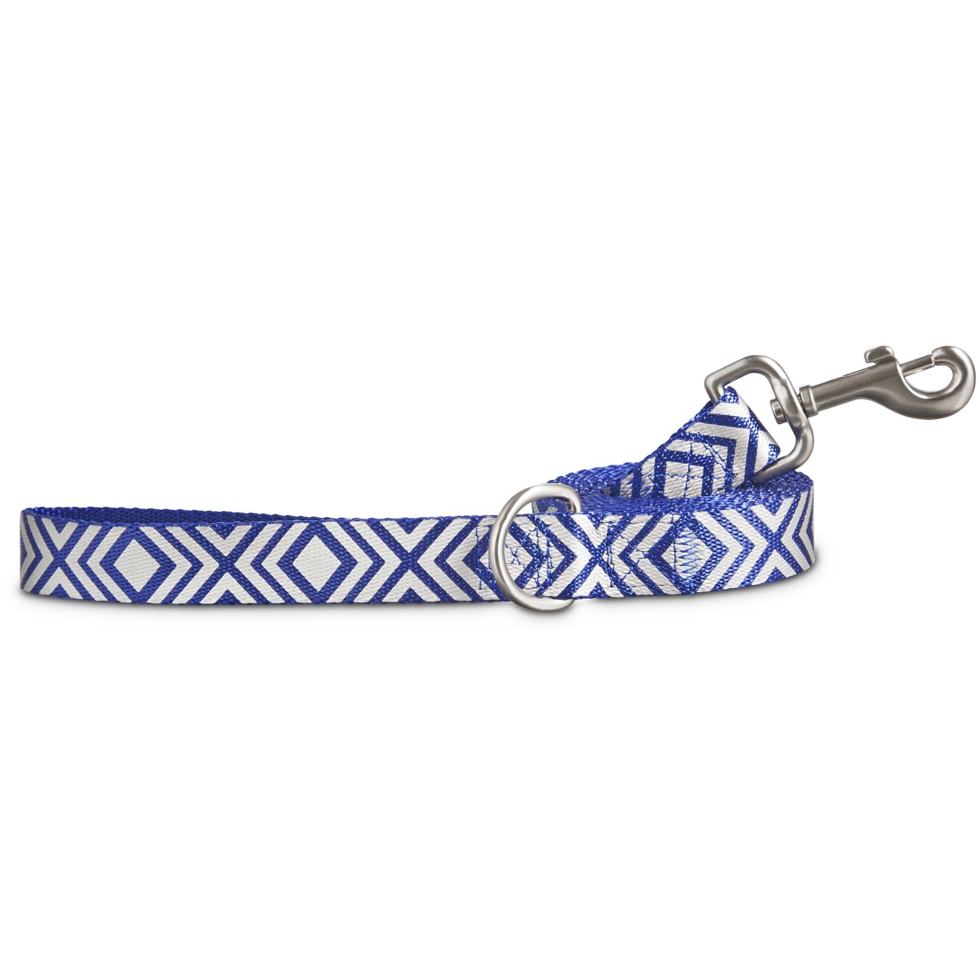 Good2Go Reflective Blue Diamond Dog Leash， 6 ft.