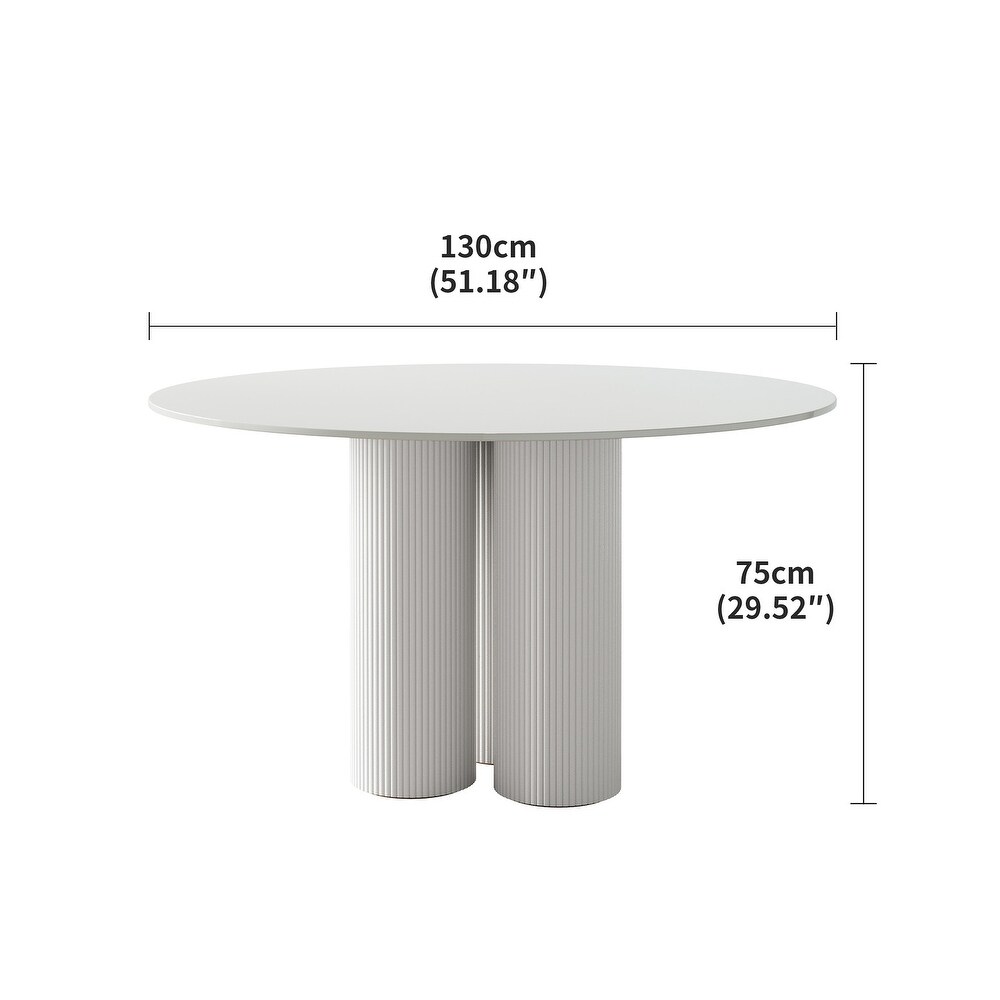 Modern Round Slate Dining Table with Pedestals for Dining Room