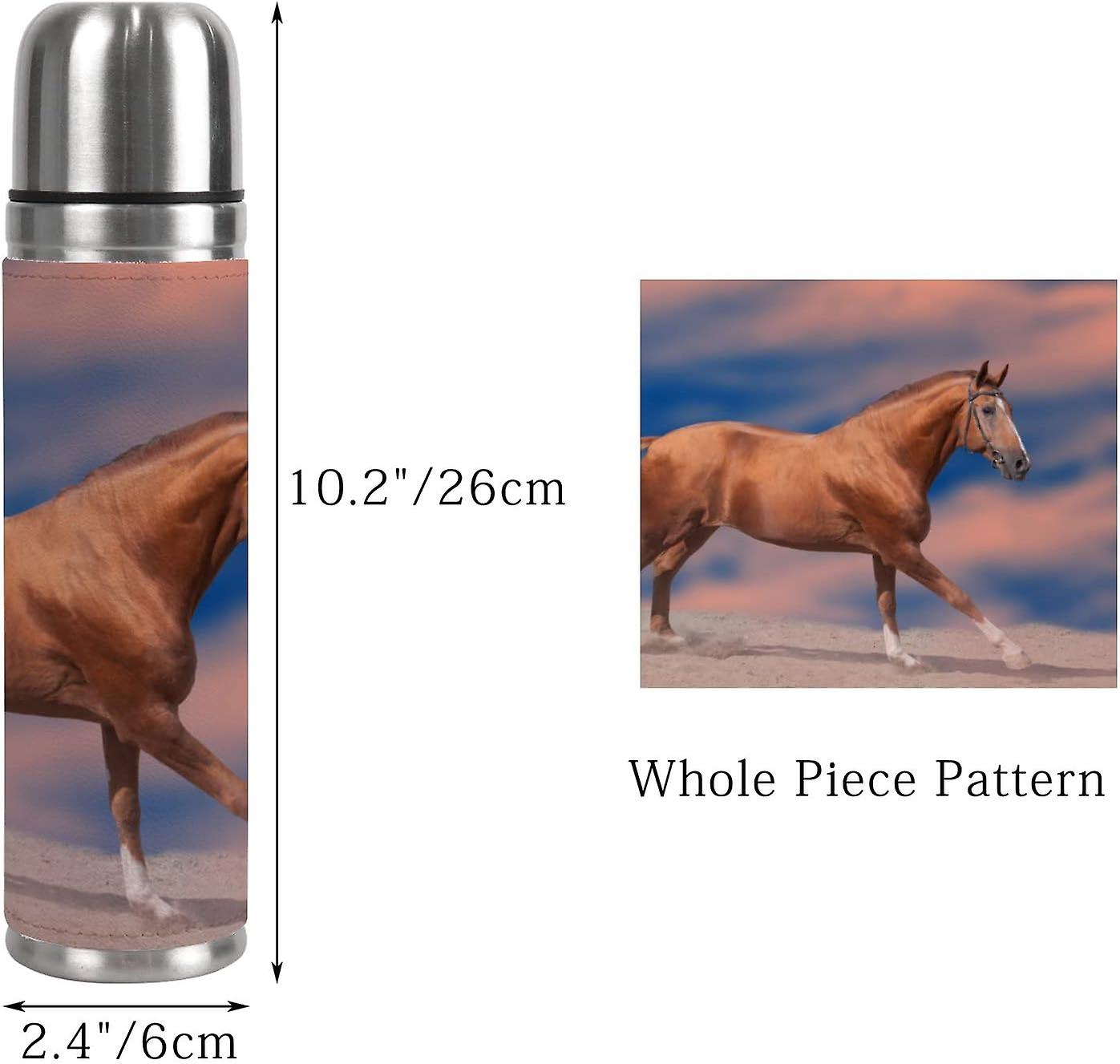 Insulated Mug Stainless Steel Water Bottle Horse Galloping In Sand Vacuum Cup Travel Mug For Travel School Office