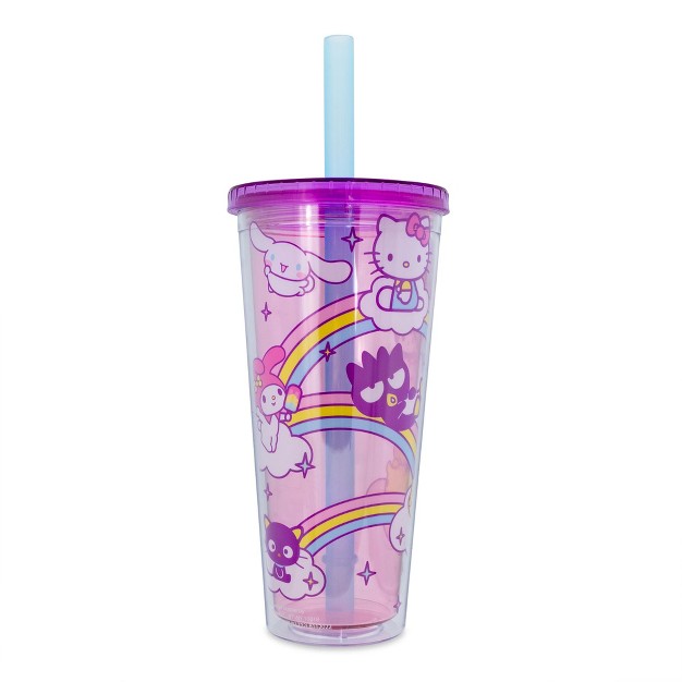 Silver Buffalo Sanrio Hello Kitty And Friends Carnival Cup With Lid And Straw Holds 24 Ounces