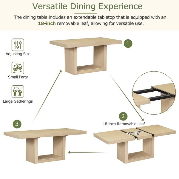 Extendable Dining Table Set with Removable Leaf，4 Upholstered Chair