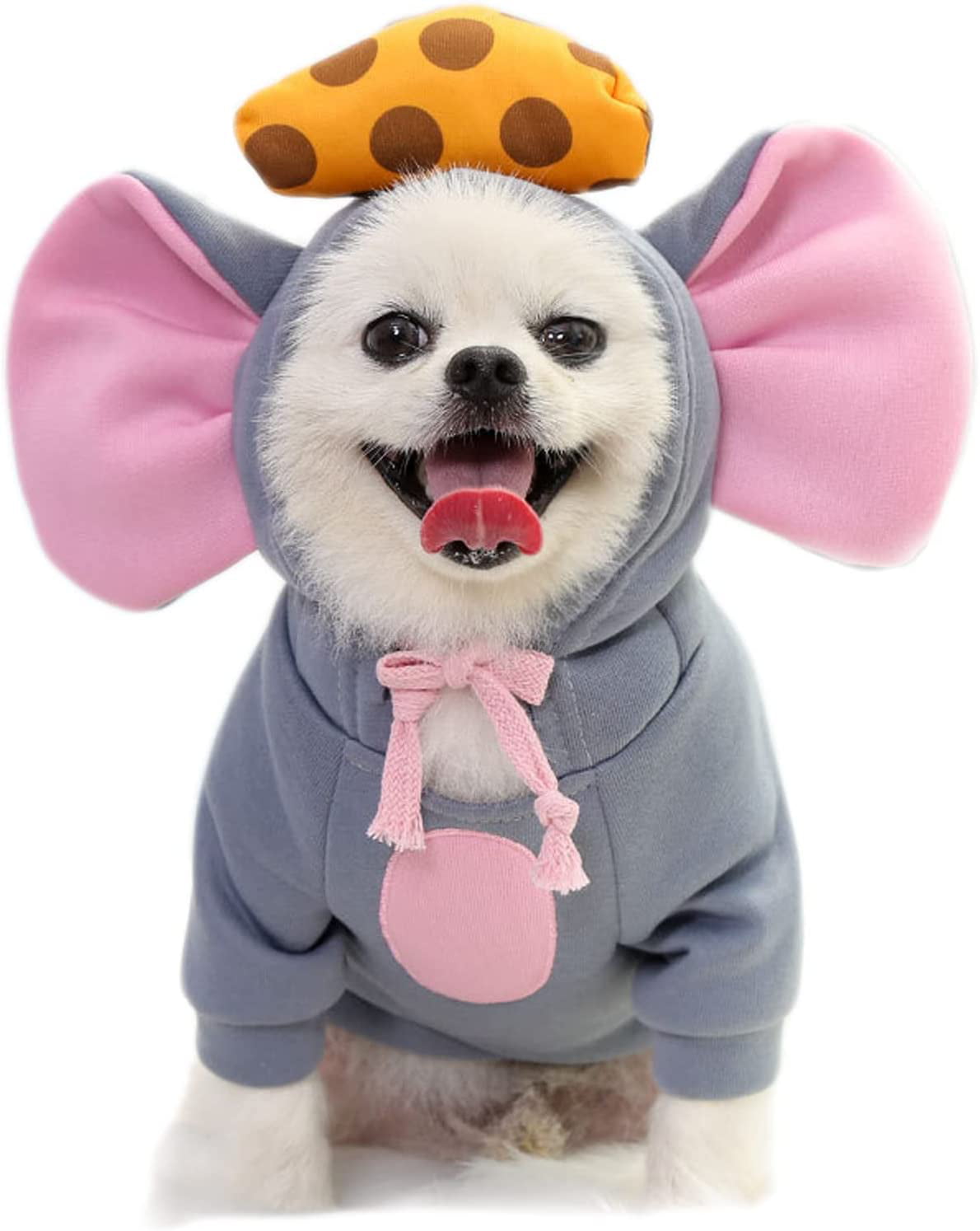 BT Bear Pet Clothes， Dogs Hooded Sweatshirt Fruit Warm Coat Sweater Cold Weather Costume for Puppy Small Medium Large Dog Gray Mouse XS