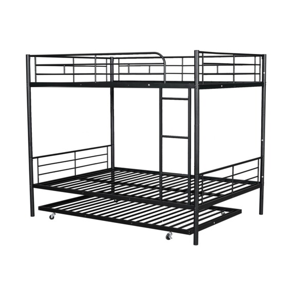 Full XL over Queen Metal Bunk Bed with Trundle  Wh...