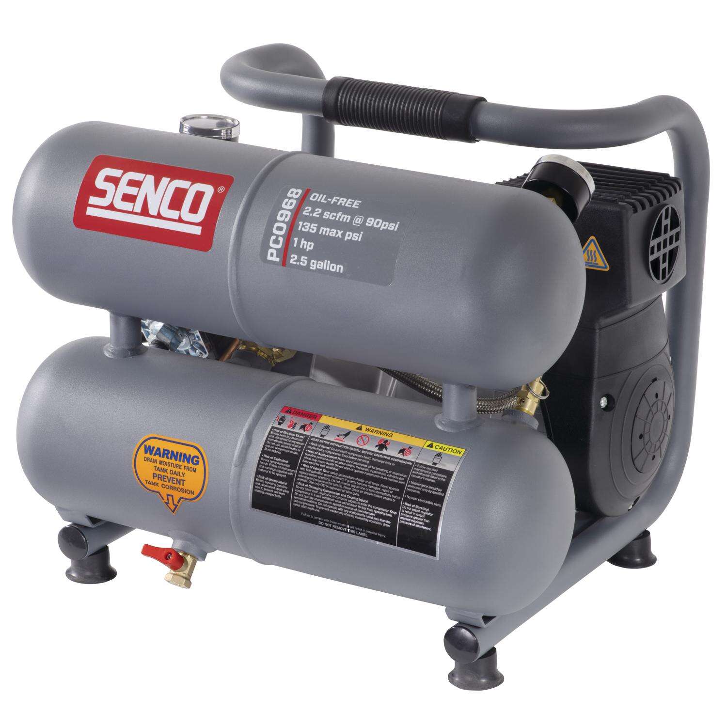 Senco 2.5 gal Horizontal Portable Air Compressor 135 psi 1 HP