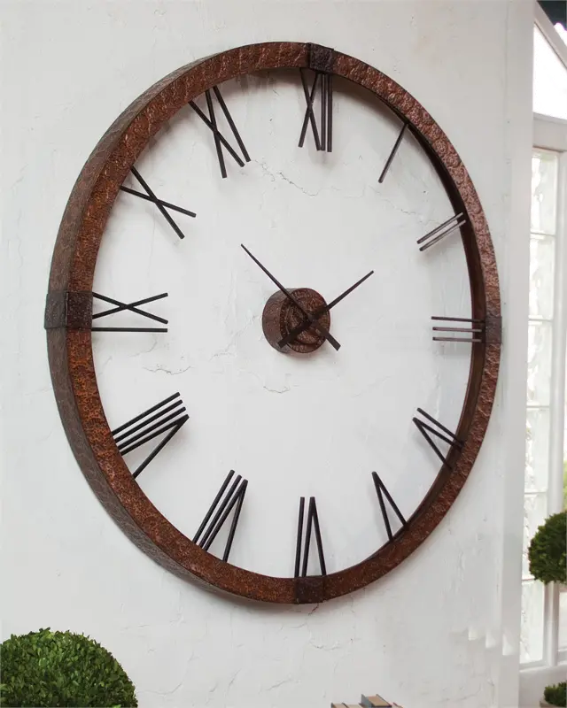 Round Hammered Copper 60 Inch Wall Clock