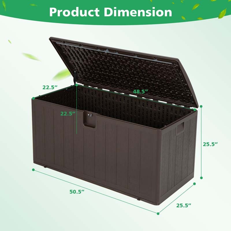 105 Gallon Large Resin Deck Box All Weather Lockable Outdoor Patio Storage Container