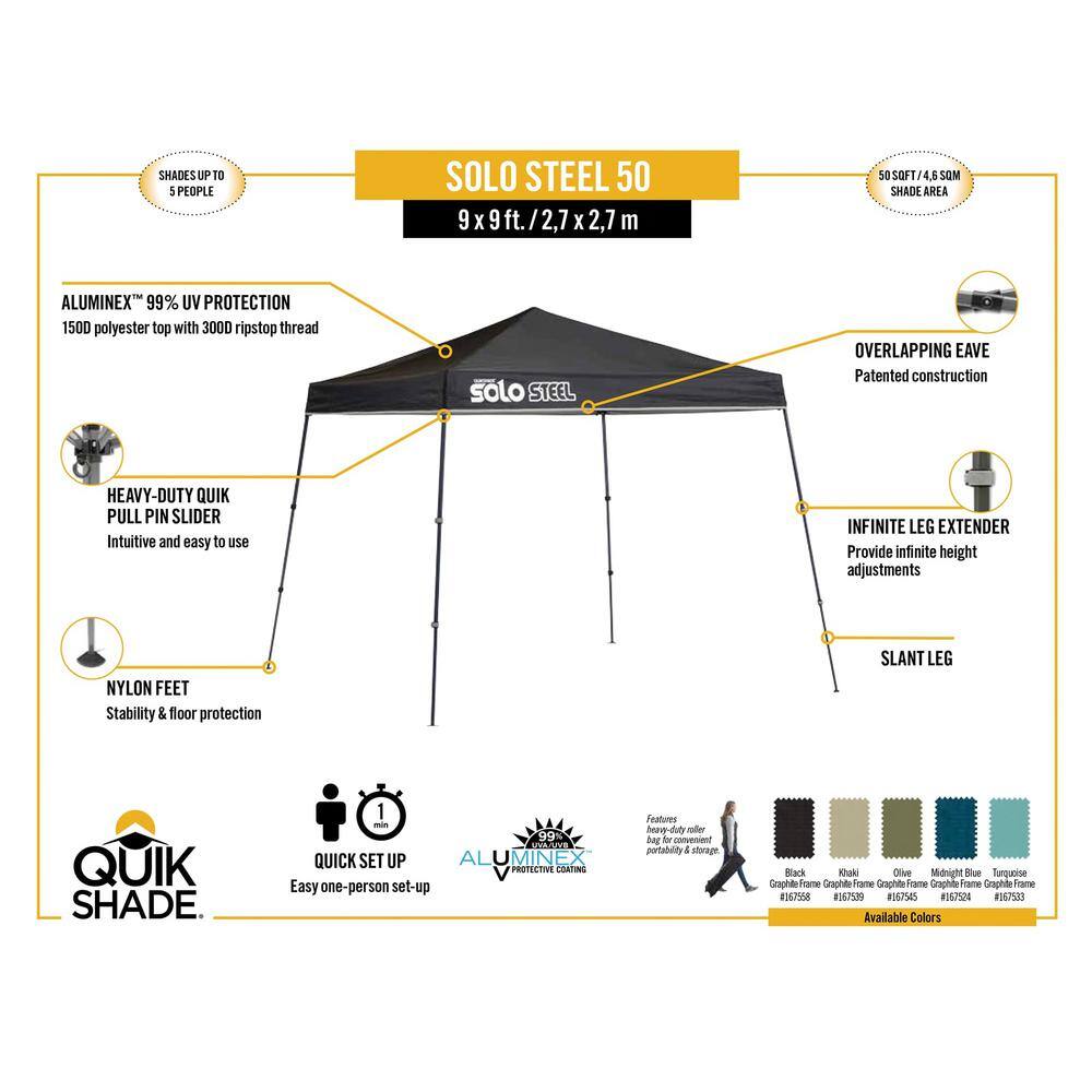 Quik Shade 9 ft. x 9 ft. Olive Slant Leg Canopy 167545DS