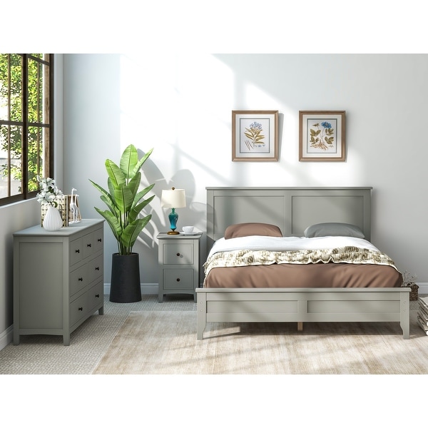 Global Pronex Gray Solid Wood 3 Pieces Full Bedroom Sets - - 35924971