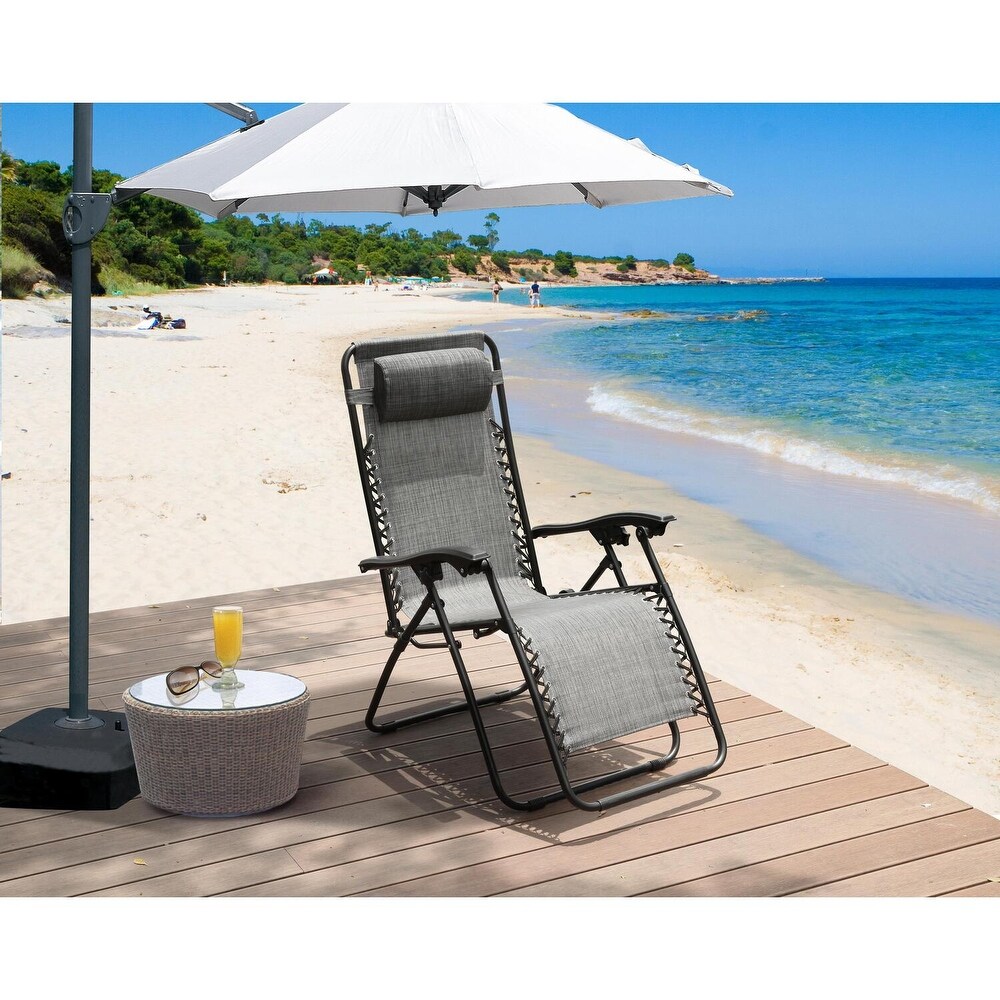 Zero Gravity Lounge Chairs Set of 2  Outdoor Patio Camping Reclining Lawn Chairs with Armrest  Headrest