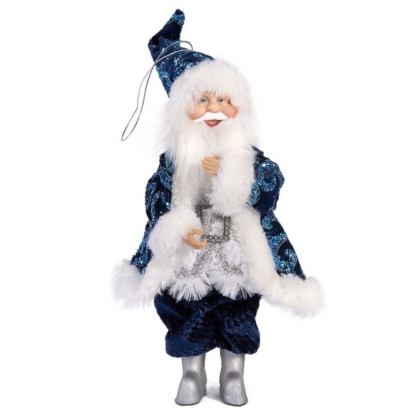 9 Blue Santa Christmas Figurine Collectible Ornament Doll