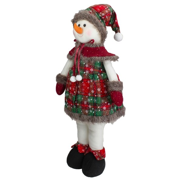 24 Red and Green Jolly Plush Girl Snowman Christmas Figure