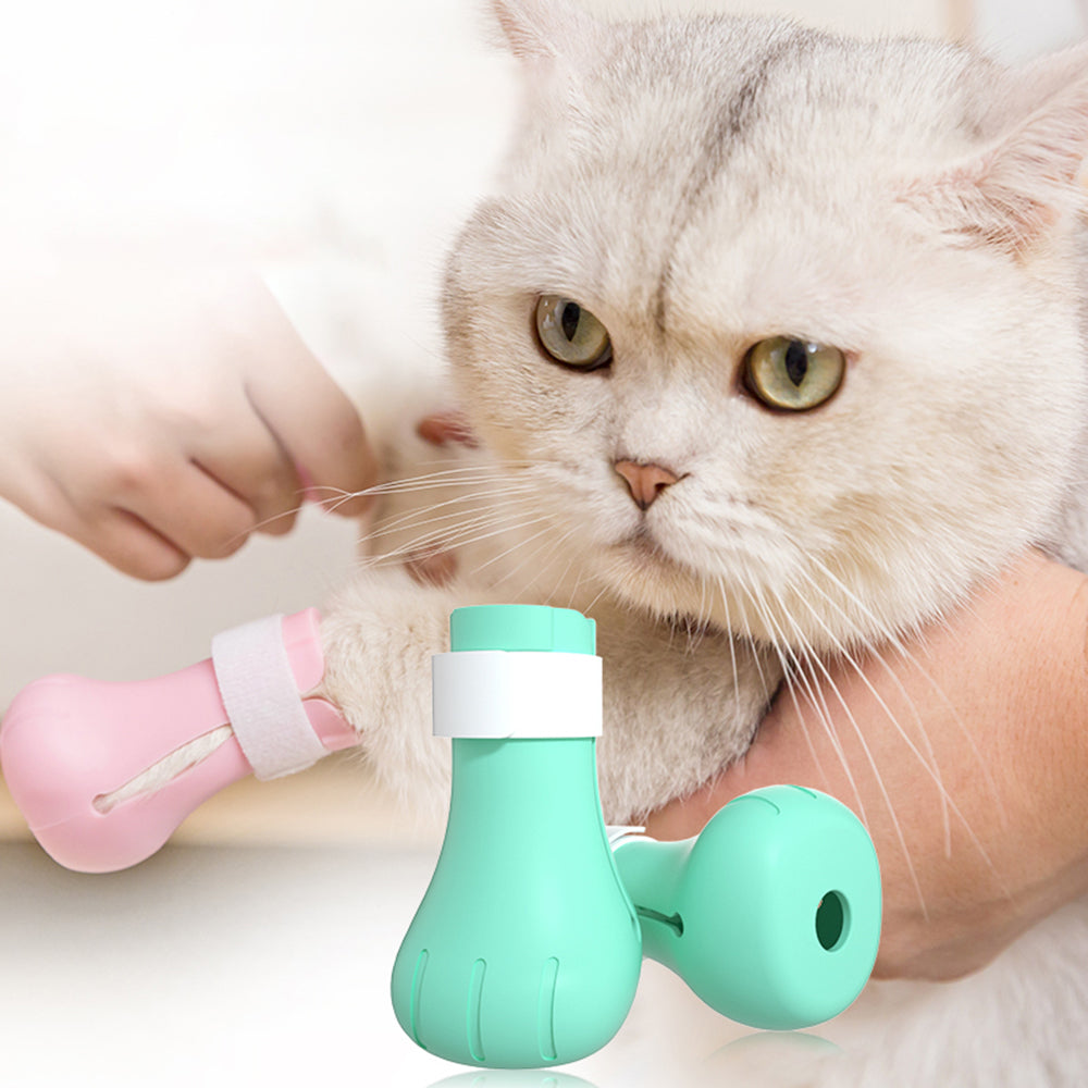 Tickas 4Pcs/Set Cat Shoes Anti-Scratch Shoes for Cats Adjustable Cat Claw Covers for Bathing Shaving Checking Treatments