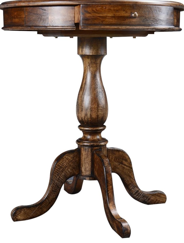 Lamp Table Dayton Round Old World Distressing Rustic Pecan Wood   Traditional   Side Tables And End Tables   by EuroLuxHome  Houzz