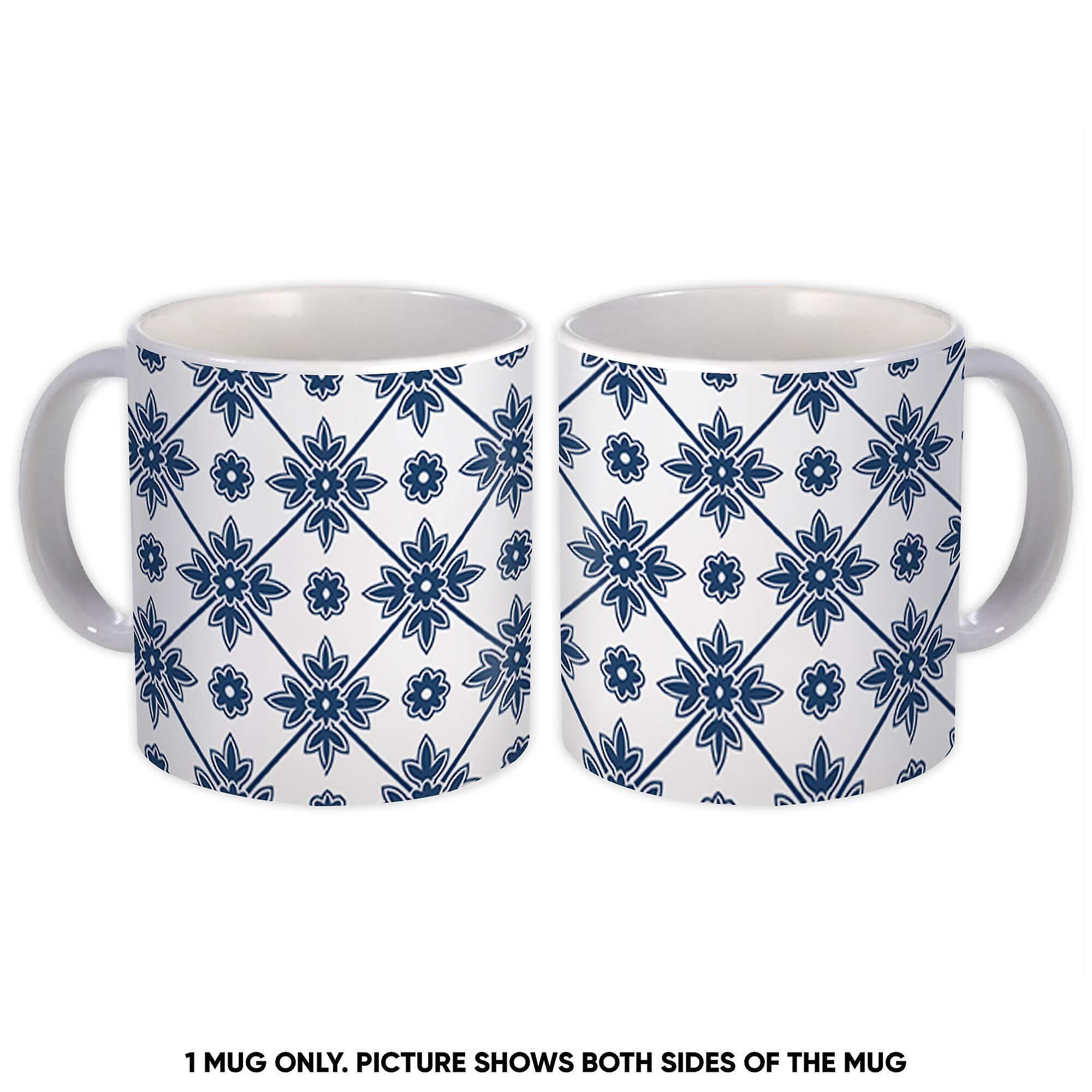 Gift Mug: Classic Tile Print Flower