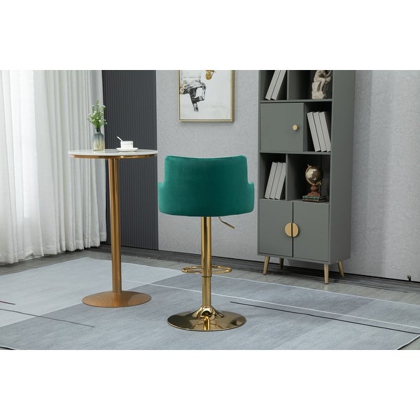 Modern Swivel Barstools with Footrest Velvet Adjustable Height Bar Chairs