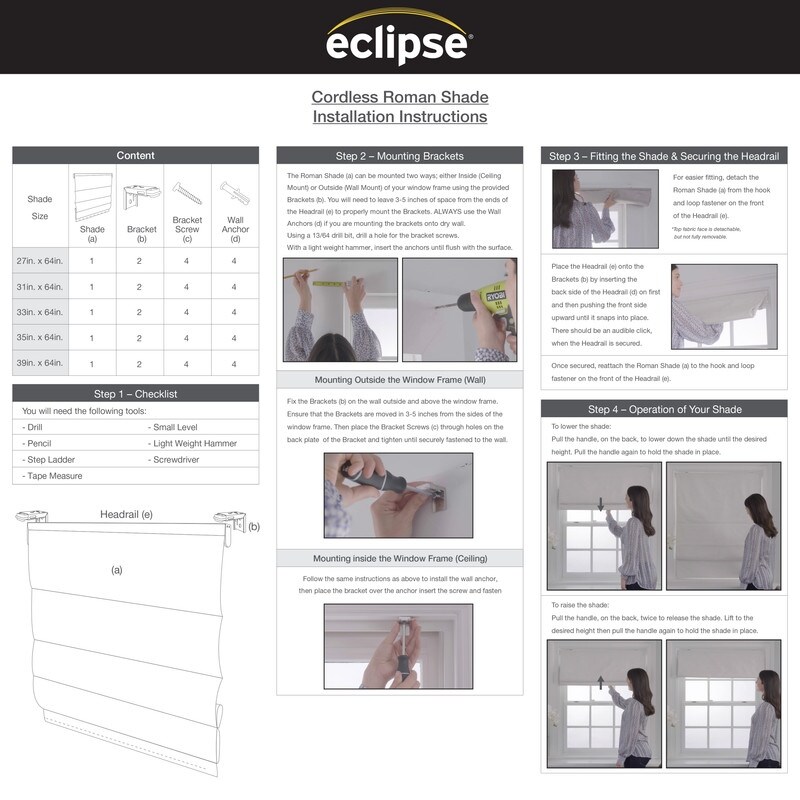 Eclipse Darien Ogee 100% Total Blackout Cordless Roman Shade