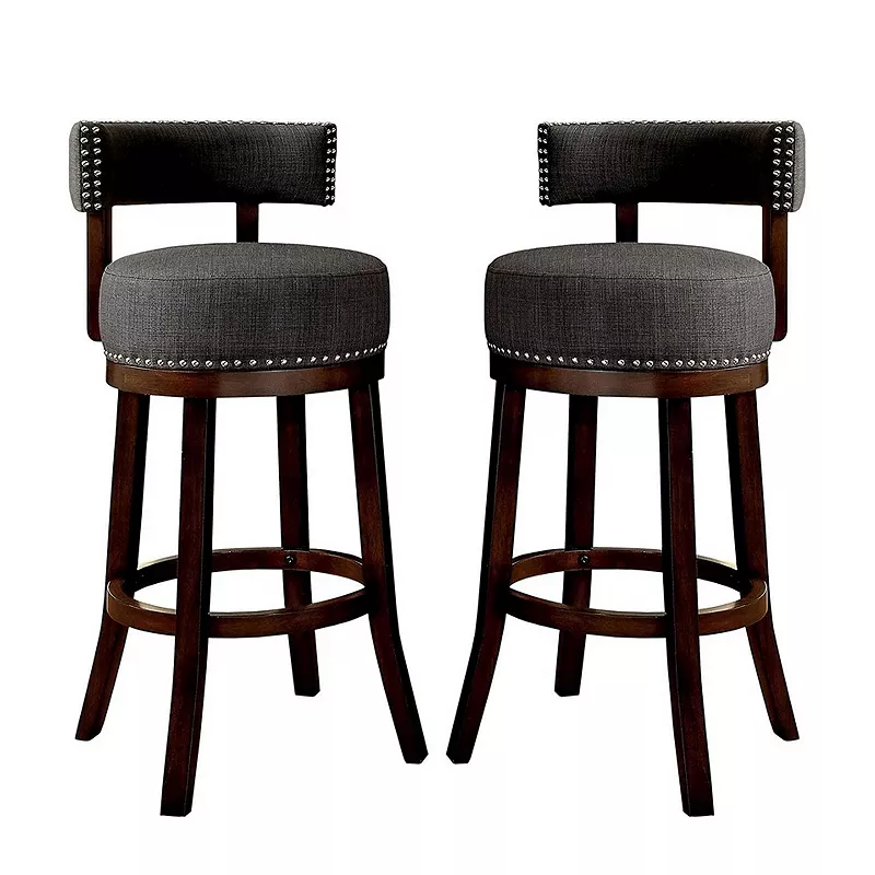 Lynsey Contemporary 24Barstool With linen Cushion， Gray Finish， Set of 2