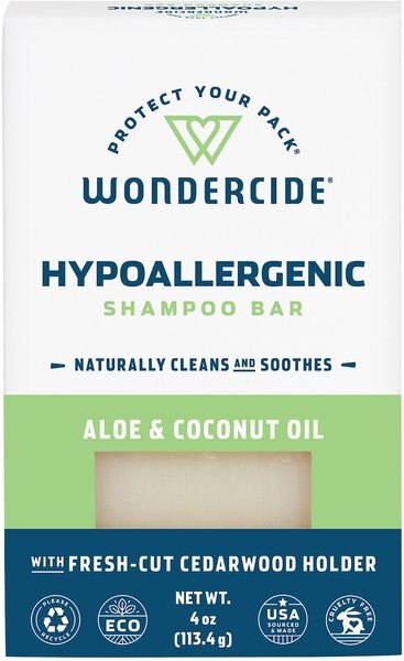 Wondercide Aloe and Coconut Oil Hypoallergenic Dog and Cat Shampoo Bar， 4-oz bar