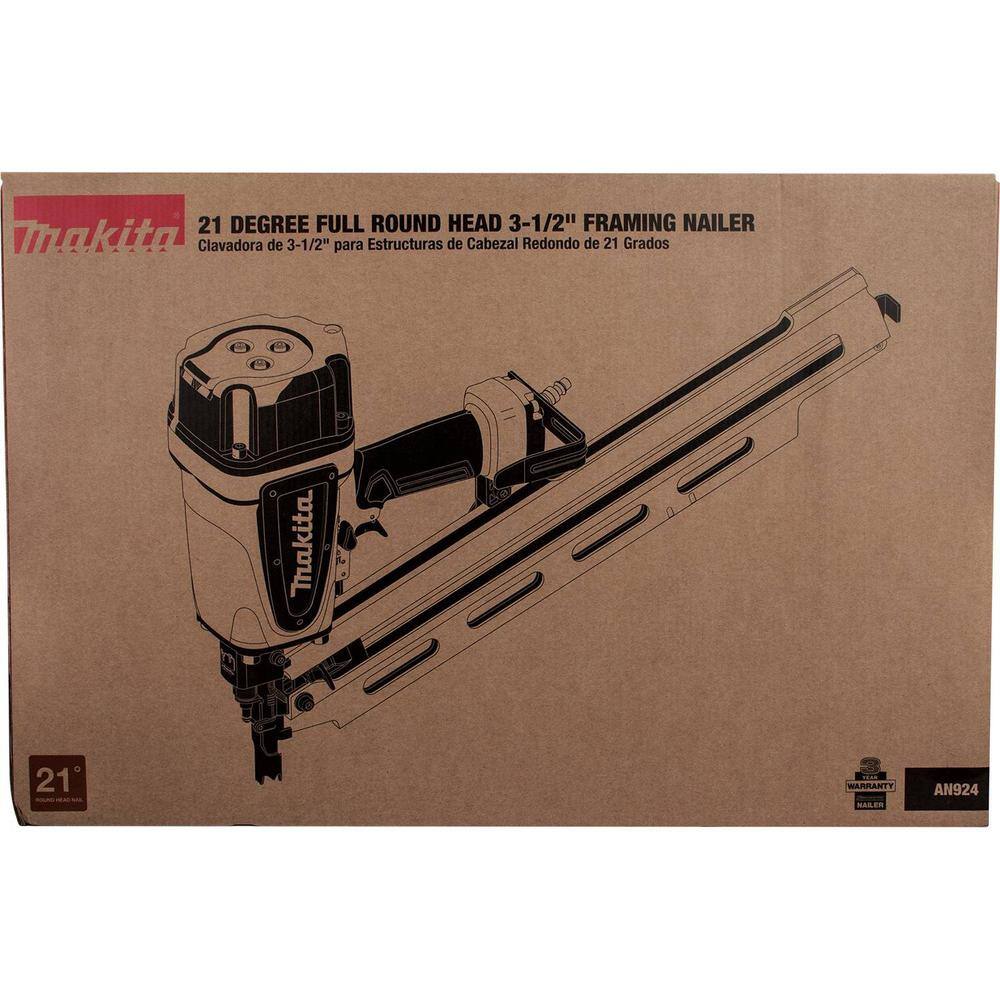 Makita Pneumatic 3-12 in. 21 Full Round Head Framing Nailer AN924