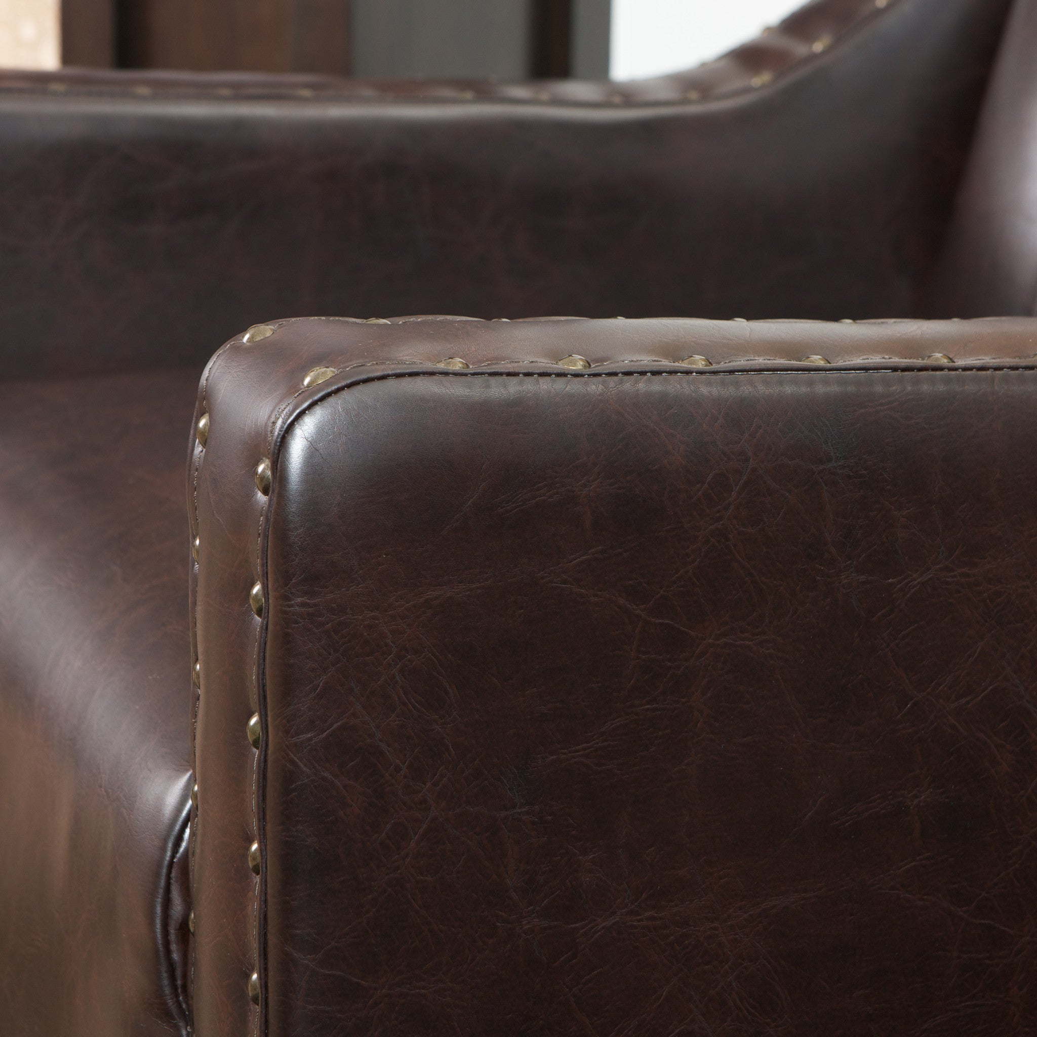 Nottingham Tufted Brown Leather Club Chair