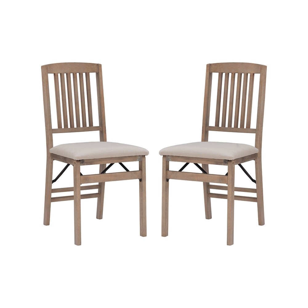 Lesvos Mission Grey Wash Folding Side Dining Chair (Set of 2)