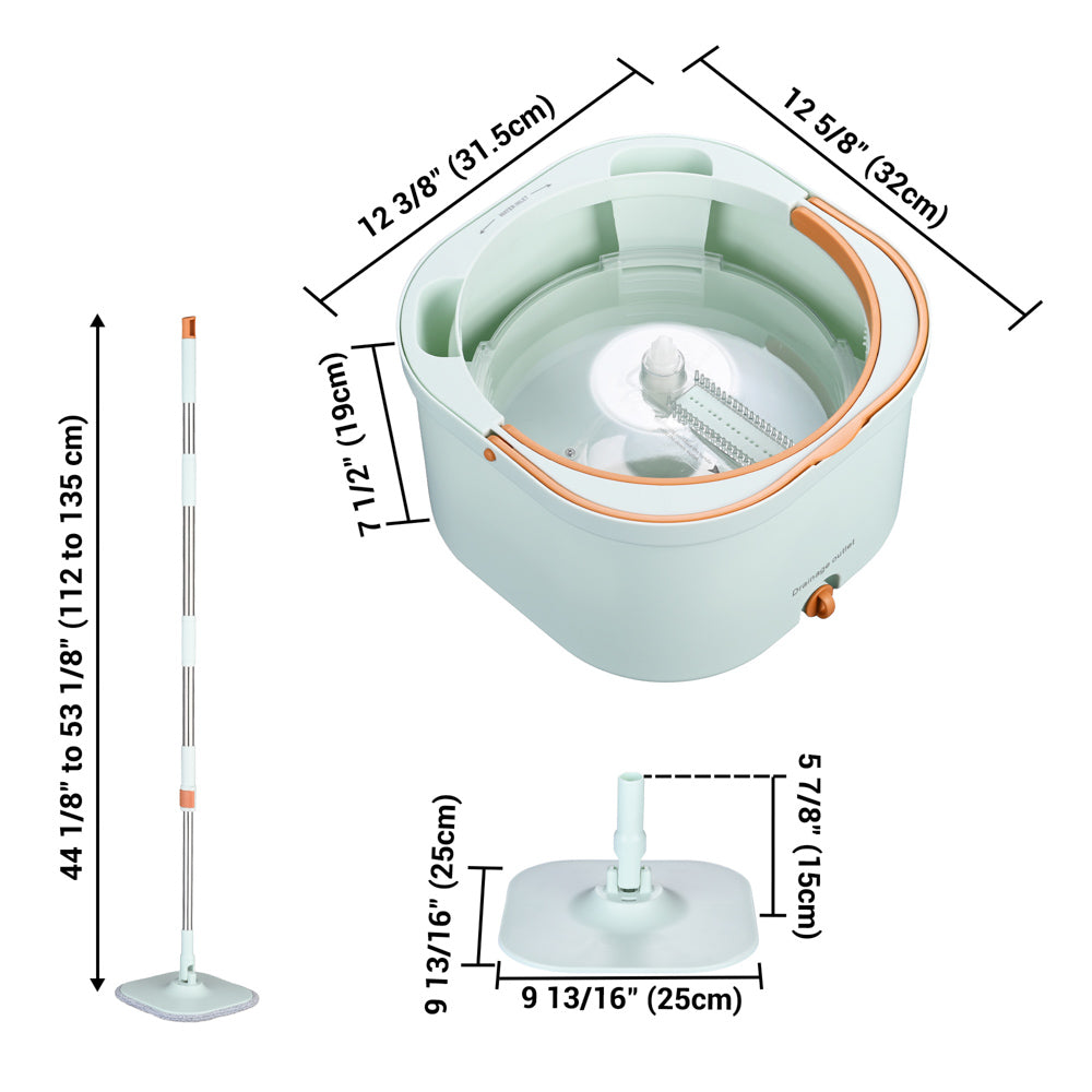 Yescom Spin Mop and Bucket with Wringer Set 8 Microfiber Mop Pads