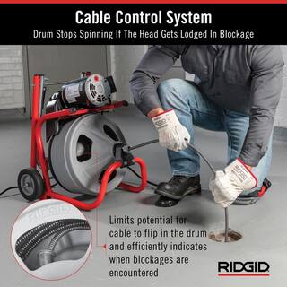 RIDGID K-400 Drain Cleaning Snake Auger 120-Volt Drum Machine with C-45IW 12 in. x 75 ft. Cable + 4-Piece Tool Set  Gloves 26998