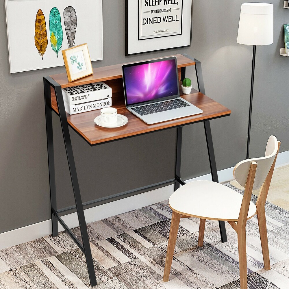 Costway 2 Tier Computer Desk PC Laptop Table Study Writing Home Office