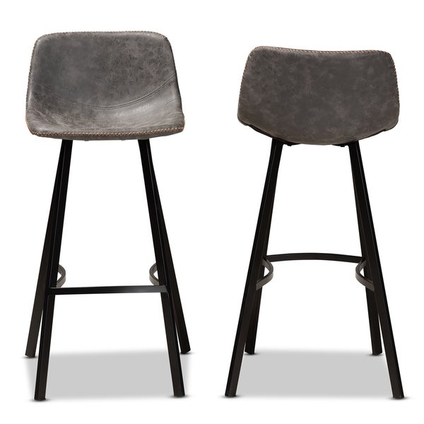 Carbon Loft Abbas Rustic Industrial Upholstered 2-piece Bar Stool Set