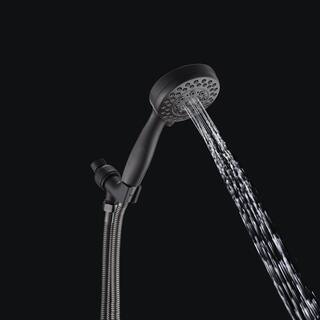 cadeninc High Pressure 5-Spray Patterns with 2.5 GPM 3.78 in. High Pressure Wall Mount Handheld Shower Head in Matte Black MS-LQ5B-01OB