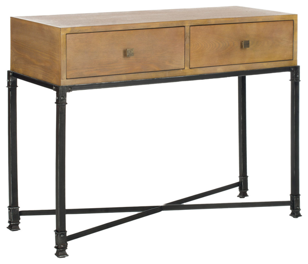 Roni 2 Drawer Console Natural   Industrial   Console Tables   by Peachtree Fine Furniture  Houzz