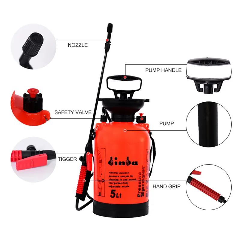 Binda 5L Plastic Hand Pressure Knapsack Agriculture Garden Sprayer