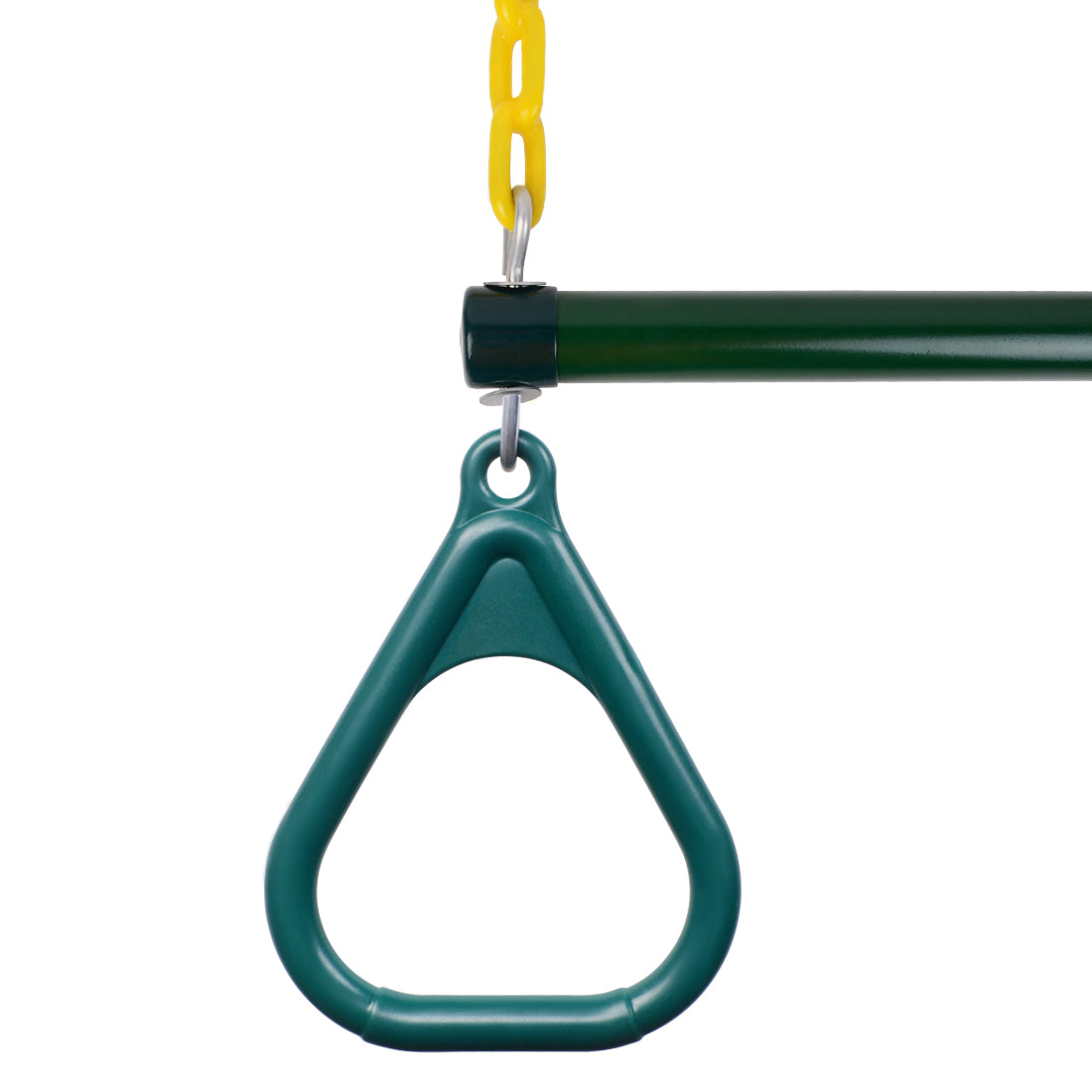 WHDZ 17'' Gym Rings Trapeze Swing Bar，Heavy Duty Chain Swing Set Accessories，Green Trapeze Bar Assembly with Rings for Backyard，Playground，Playroom