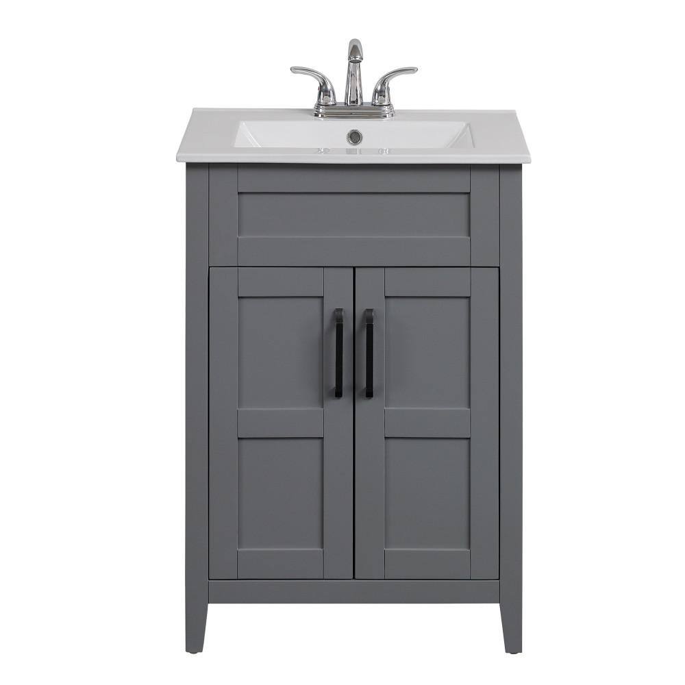 Twin Star Home 24 in. W x 18 in. D x 34 in. H Single Bathroom Vanity Top in Huron Gray with Sink Included 24BV34018-F988