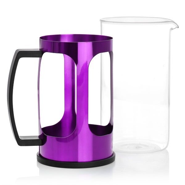 30oz Glass and Stainless Steel French Coffee Press in Purple - 30 Ounce