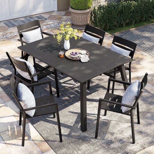 Pellebant Expandable Outdoor Patio Aluminum Dining Table