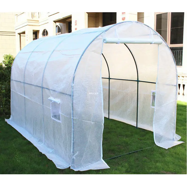 Factory supply outdoor easily assembled plastic film cover green house tent metal frame greenhouse for cultivation