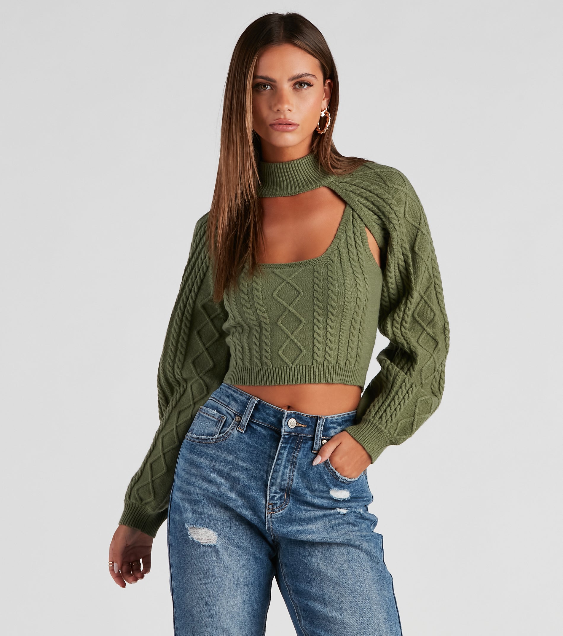 Autumn Harvest Mock Neck Sweater Top