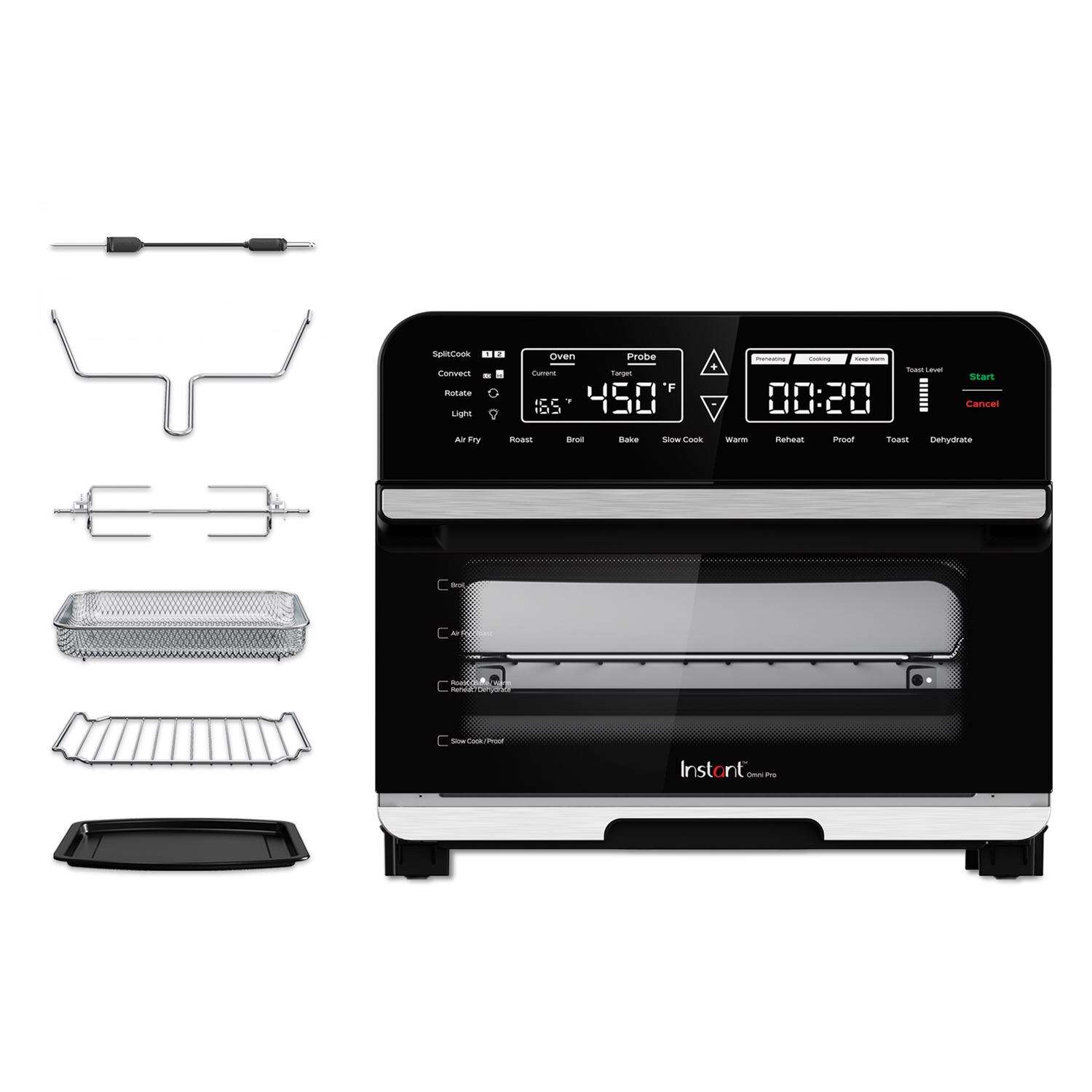 Instant Omni Pro Stainless Steel Black Toaster Oven w/Air Fry 13.9 in. H X 16.5 in. W X 15.6 in. D