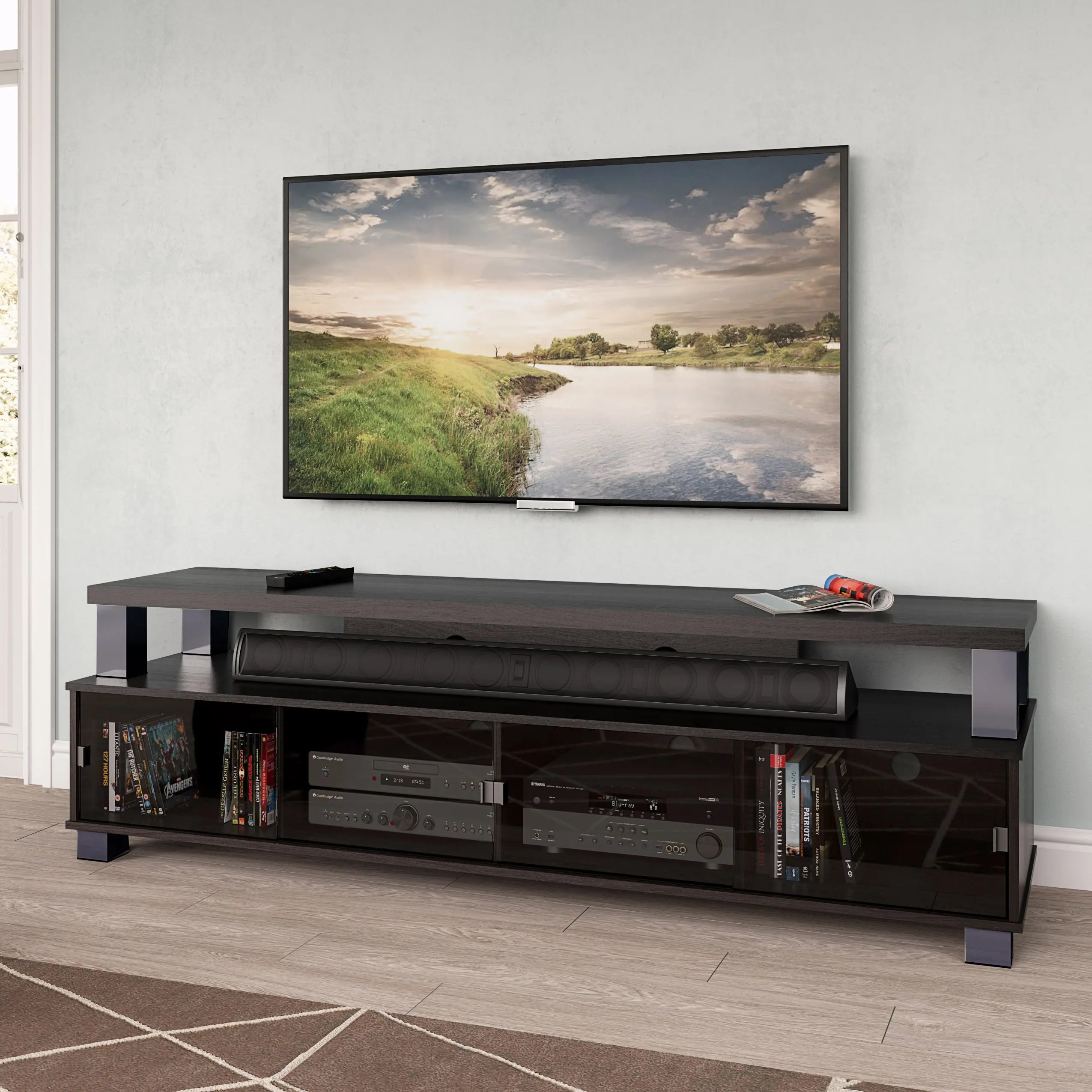 Bromley Contemporary 75 Ravenwood Black TV Bench