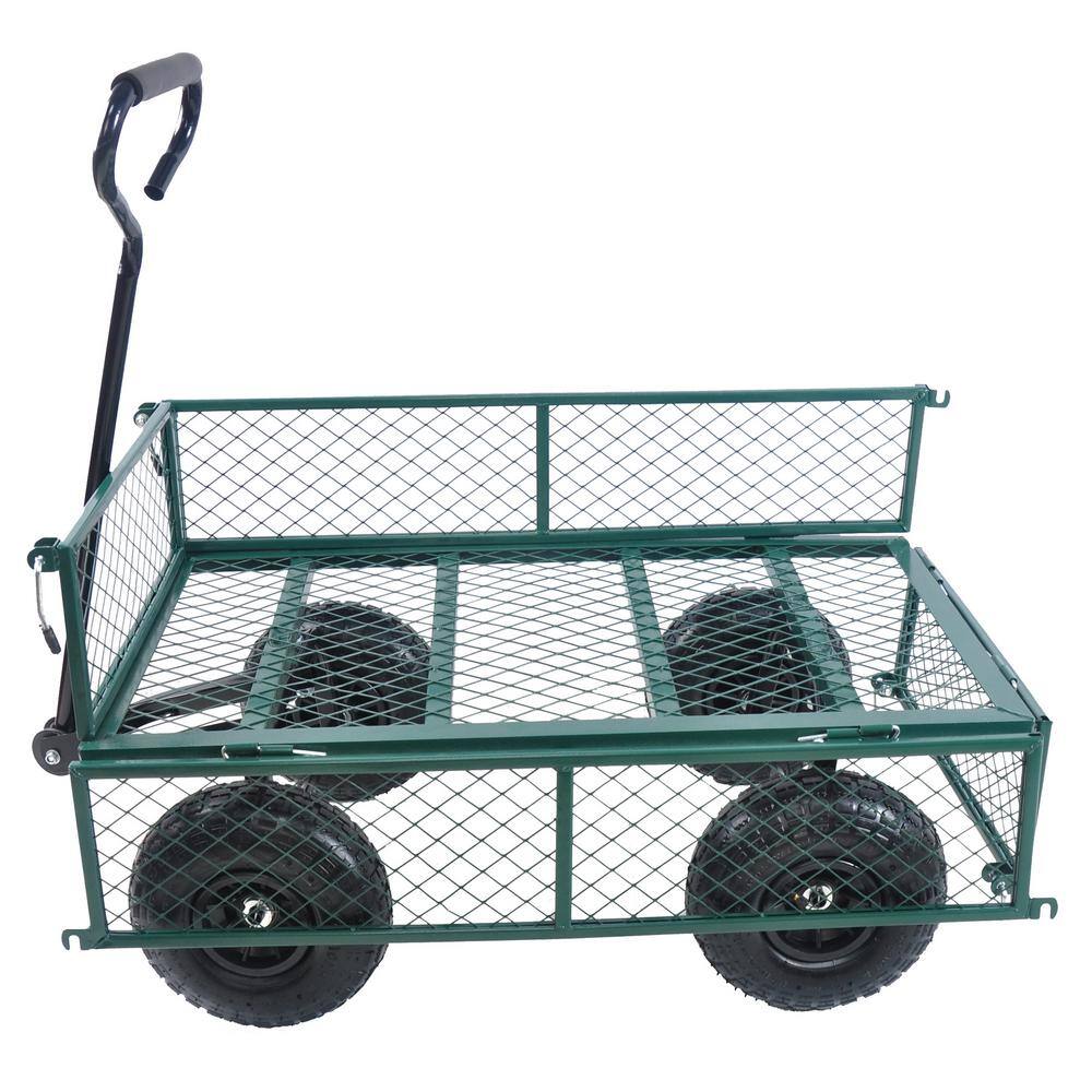 Tatahance Metal 4-Wheeled Folding Utility Hand Cart in Grass Green W22721203-Z