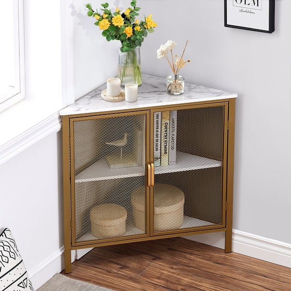 Modern Triangle Corner Side Table/End Table with 3-tier Shelf