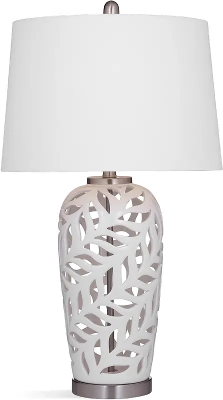 Transitional White Ceramic Willow Table Lamp