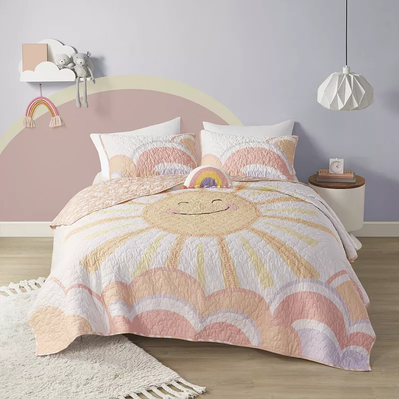 Urban Habitat Kids Ellie Sunshine Printed Cotton Reversible Quilt Set With Shams and Decorative Pillows