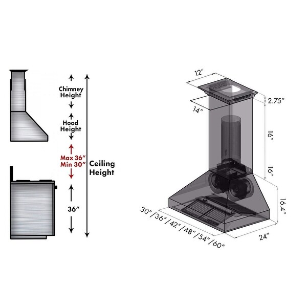 ZLINE Ducted Vent Wall Mount Range Hood with Built-in CrownSound